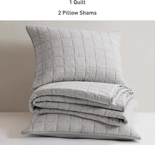 Vista 5 de Hyde Lane - Juego de ropa de cama de lujo de lino, juego de colcha de tamaño Queen, lino europeo orgánico y mezcla de algodón, para edredón