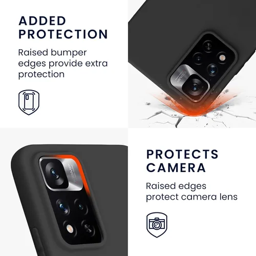 Vista 3 de kwmobile Funda compatible con Xiaomi Redmi Note 11 Pro+ 5G/Note 11 Pro Plus 5G - Funda protectora de silicona TPU suave y delgada - Negro mate