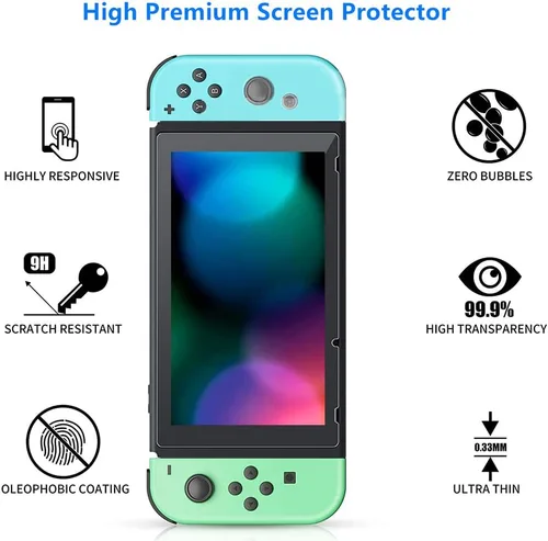 Vista 4 de Paquete de accesorios para interruptor para cruce de hojas de animales, funda de transporte para interruptor con soporte de juegos, protector