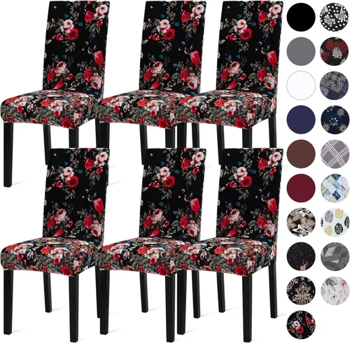 Vista 25 de Sufdari Juego de 2 fundas para sillas de comedor, fundas para sillas de cocina, fundas para sillas Parsons, protectores de sillas de elastano