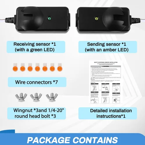 Vista 2 de Kit de sensor de seguridad 41A5034, repuesto para sensor de puerta de garaje Craftsman/Chamberlain/Liftmaster, compatible con abridores de puerta