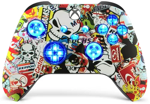 Vista 6 de Silent Modz Custom Modded Controller 7 LED Colors Trigger Stopper w/Pro Grips compatible with Xbox Series S, Xbox Series X, Xbox One, and Windows