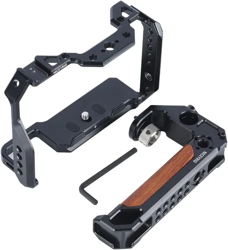 Vista 4 de NICEYRIG Kit de jaula para Sony A7RV A7V A7IV A7SIII (Alpha 7R V/Alpha 7 V/Alpha 7 IV/Alpha 7S III) con mango superior de madera para cámara DSLR