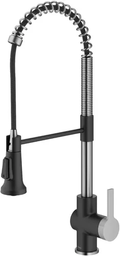 Vista 17 de Kraus KPF-1691MB Britt - Grifo de cocina de 2ª generación de estilo comercial desplegable con un solo mango, color negro mate