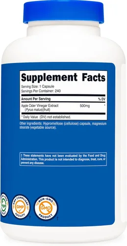 Vista 4 de Nutricost Vinagre de Manzana 0,018 oz; 240 Cápsulas, 1 botella, 1