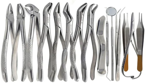 Vista 3 de Alemán 74 piezas de extracción oral dental fórceps elevadores instrumentos conjunto kit