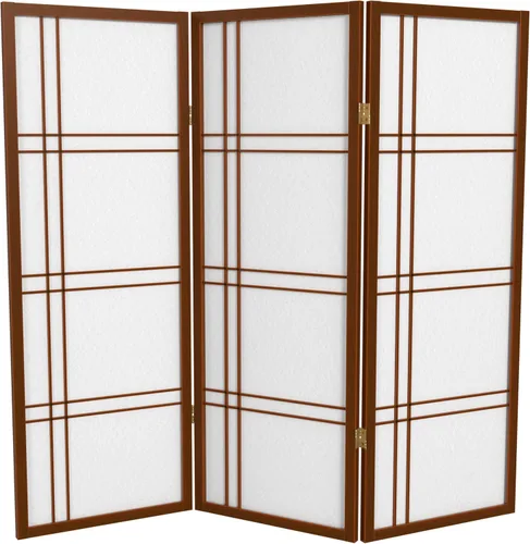 Vista 7 de Pantalla Shoji corta de doble cruz de 4 pies - Negro - 6 paneles
