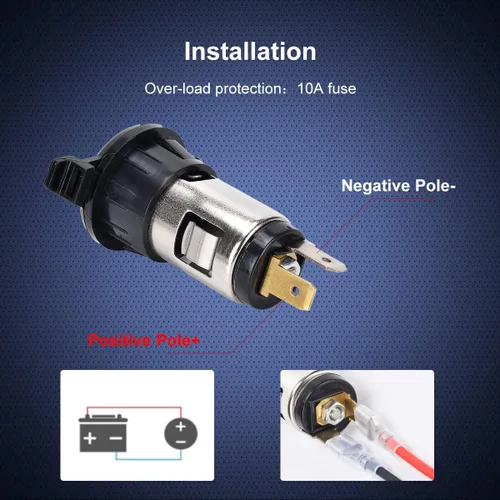 Vista 5 de Enchufe para encendedor de cigarrillos de automóvil DC 12V/24V, toma de corriente de 12 voltios, repuesto para encendedores de cigarrillos y piezas