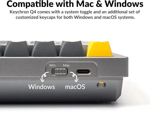 Vista 6 de Keychron Teclado mecánico personalizado Q4 con cable junta doble de diseño del 60 macro programable QMKVIA interruptor rojo Gateron G Pro