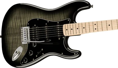 Vista 6 de Guitarra eléctrica Squier Affinity Series Stratocaster FMT, color Black Burst, diapasón de maple