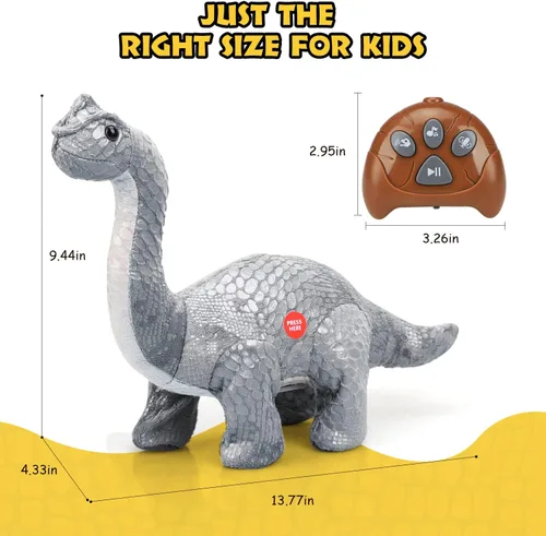 Vista 7 de TOY Life Remote Control Dinosaurs - Walking Electronic, Plush Brontosaurus & Stuffed Animal - RC Dinosaur Gift for Kids 3-7+