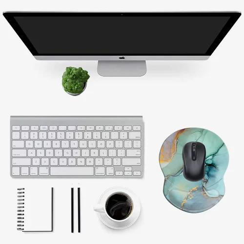 Vista 6 de Alfombrilla para mouse con soporte de muñeca, almohadilla antideslizante para mouse para oficina, computadora, laptop y Mac, cómoda y ligera