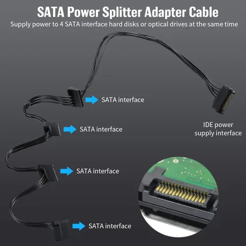 Vista 5 de Tarjeta de expansión SATA PCIe 4X a 6, controlador SATA3.0 de 6 Gbps con indicador LED, 6 cables SATA, cable de alimentación de 15 pines