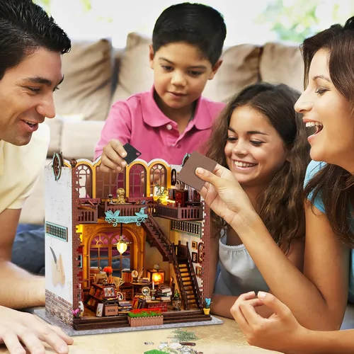 Vista 9 de Quanquer Kit de Casa en Miniatura: Rincón de Librería Libro Mágico con Muebles y Luz LED - Kits de Bricolaje para Adultos - Casa de Muñecas