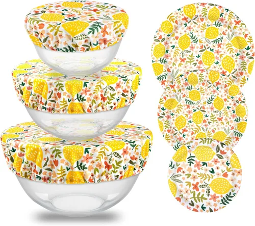 Vista 16 de wegreeco Fundas elásticas reutilizables para cuencos a prueba de pan, fundas de tela de tela para cuencos de masa madre para pruebas, juego de 3