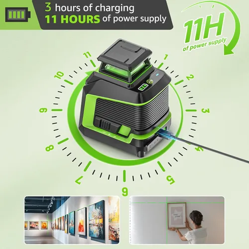 Vista 6 de Huepar Nivel Láser de 360° con Trípode de 60 Pulgadas, 82-165 Pies Nivel Láser Autonivelante con Modo de Pulso, 3 Niveles de Brillo Batería