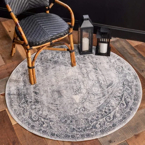 Vista 12 de Unique Loom Chateau Collection - Alfombra de área Wilson (4 pies 1 pulgada, redonda, beige/azul)