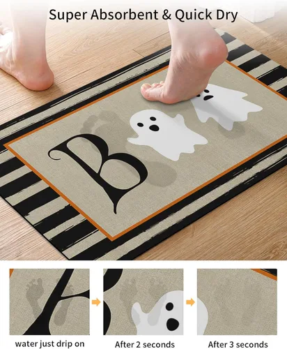 Vista 3 de Halloween Bath Mat for Tub,Non Slip Bathroom Floor Runner Rug Quick Dry & Absorbent Diatomaceous Earth Shower Sink Kitchen Living Room Washable