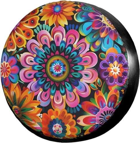 Vista 12 de Delerain Cubierta de neumático de repuesto con bandera estadounidense, cubierta de rueda de gato, protección solar impermeable para camiones