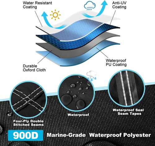 Vista 2 de Cubierta impermeable para consola central de barco de 16 a 18 pies, lona de poliéster de grado marino 1300D resistente de 16 pies 17 pies y 18 pies