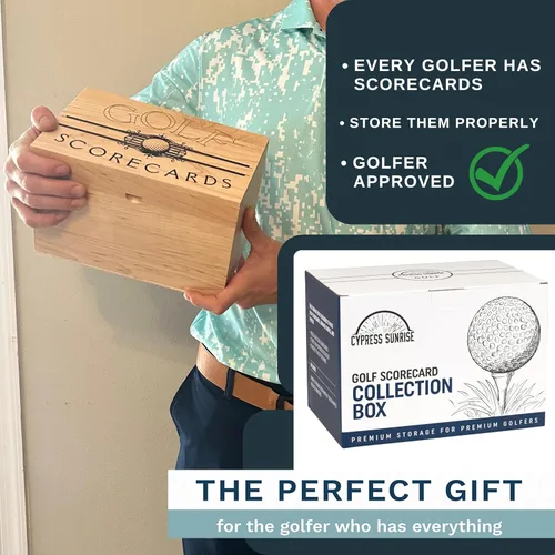 Vista 5 de Caja de colección de tarjetas de puntuación de golf, capacidad para tarjetas de puntuación, fotos, recuerdos, libros de yardage, caja