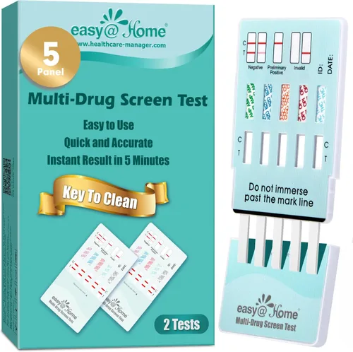 Easy@Home Kit de prueba de drogas en orina de 5 paneles, prueba de THC/marihuana, AMP, BZO, COC, OPI 2000, pruebas de detección de todas las drogas