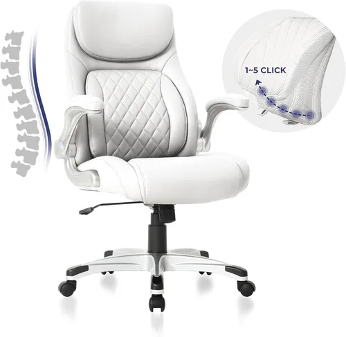 Vista 8 de Nouhaus Silla Ergonómica de Oficina de Cuero de Microfibra Premium, Soporte Lumbar Ajustable y Reposabrazos, Respaldo Alto, Cómodas Sillas