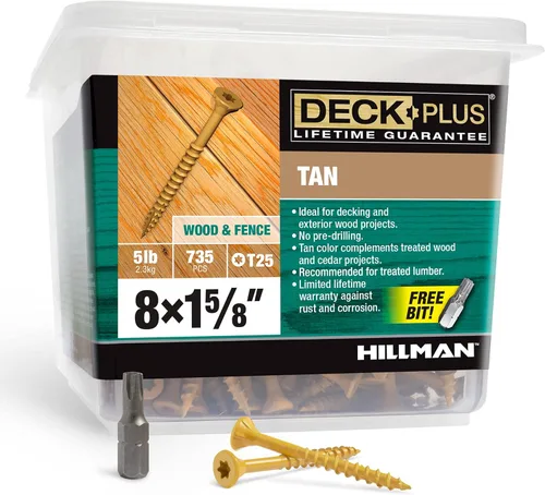 Vista 56 de Deck Plus Tornillos para valla y madera exterior con revestimiento epoxi de 2 pulgadas #8 x 2 Torx/Star Drive incluido, rosca gruesa, tornillo