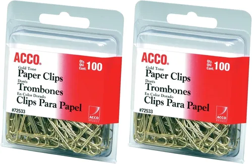 Vista 4 de ACCO Brands Clips de papel, Regluar, # 2, Lisos, Oro, 100 clips/caja (72533)