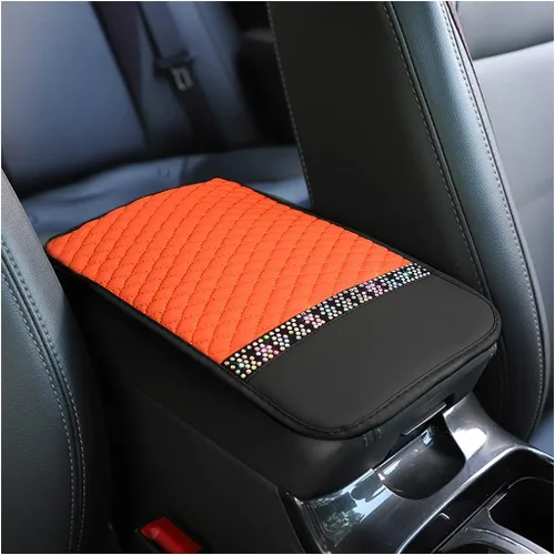 Vista 8 de Funda de cuero brillante para consola central de automóvil, protector de consola central de automóvil con diamantes de imitación de cristal