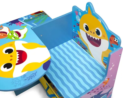 Vista 8 de Baby Shark Chair Desk with Storage Bin - Ideal for Arts & Crafts, Snack Time, Homeschooling, Homework & More by Delta Children