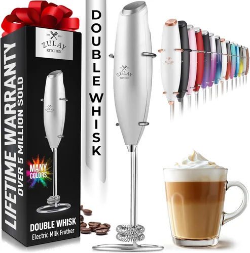 Vista 50 de Zulay Kitchen Executive Series Espumador de Leche de Regalo de Lujo – Batidor de Espuma Eléctrico de Mano para Café, Lattes y Chocolate Caliente
