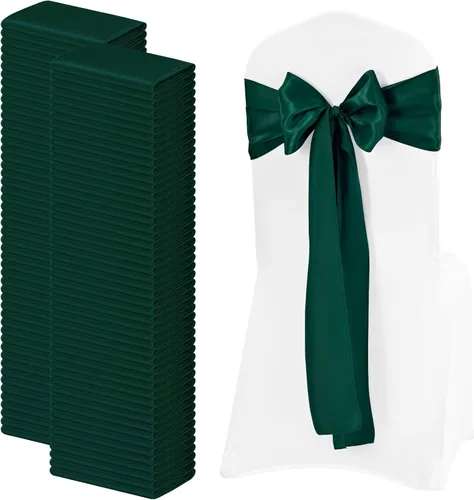 Vista 24 de 72 bandas de satén para silla, color azul bebé, lavables y reutilizables, fundas universales para silla, suministros para atar en la espalda