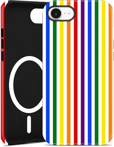 Vista 130 de Jusy Compatible con MagSafe Funda de Teléfono a Rayas para iPhone 7/8/SE, Bonita Funda de Teléfono Protectora Magnética Estética de TPU Suave y PC