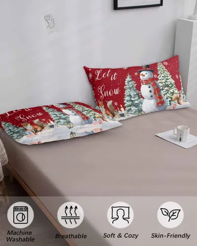 Vista 5 de Fundas de almohada de tamaño King con muñeco de nieve, fundas de almohada suaves decorativas para sofá de cuerpo largo con cierre de sobre, diseño