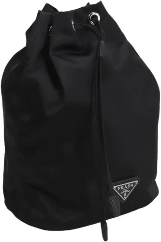 Vista 2 de Prada Bolsa con cordón de nailon y cuero negro 1NA369, Negro