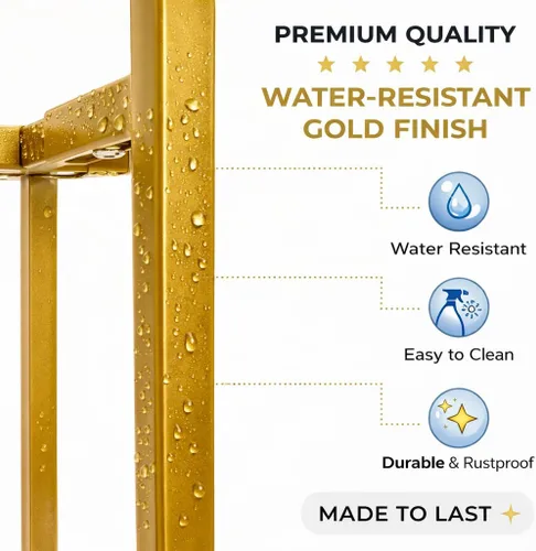 Vista 6 de RAINBLELAND Soporte de metal dorado para plantas de interior, soporte ajustable y resistente para macetas de 8 a 14 pulgadas, moderno soporte