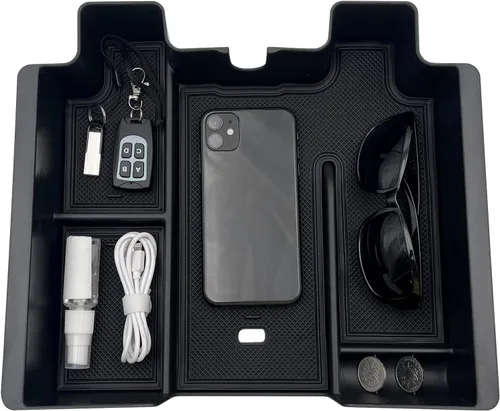 Vista 2 de JOJOMARK - Bandeja organizadora de consola central se adapta a accesorios para GMC Sierra/Chevy Silverado 1500 2019-2022, Silverado/Sierra 2500