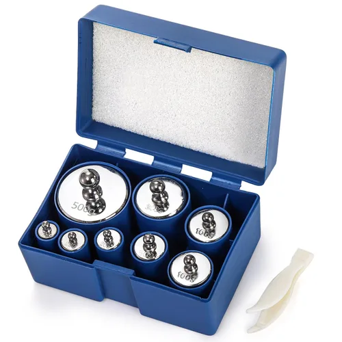 Bekith Juego de 8 pesos de calibración de 35.27 oz, juego de pesas de calibración de escala de acero de precisión de gramos, 0.35 oz, 0.71 oz, 1.76