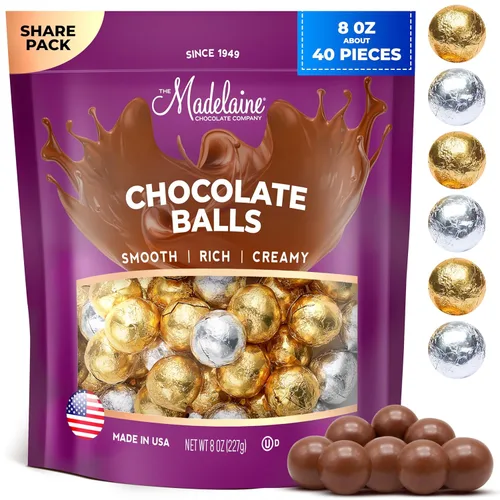 Vista 9 de Estrella de chocolate con leche Madelaine, envuelta en papel de aluminio italiano (oro, 1/2 libra)