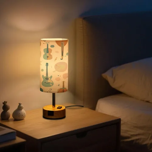 Vista 8 de Music Retro Dimmable Bedside Touch Lamps with Charging Ports for Living Room Bedroom Nightstand Office Desk, Light Bulb Included