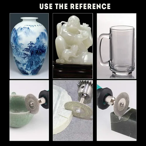 Vista 4 de Rueda de corte de diamante, 5 unidades de discos de corte de diamante de 1/8 pulgadas, juego de cuchillas de rueda de corte viene con herramienta