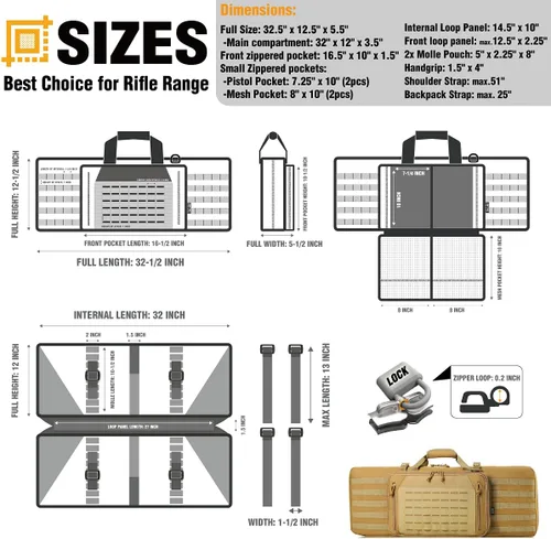 Vista 6 de DBTAC Urban Classic - Bolsa táctica doble larga para rifle suave, funda de transporte de pistola con correa de mochila para disparos en rango, caza