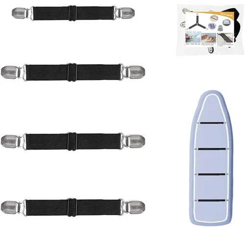 4 correas ajustables entrecruzadas para sábana bajera (4 unidades, color negro)