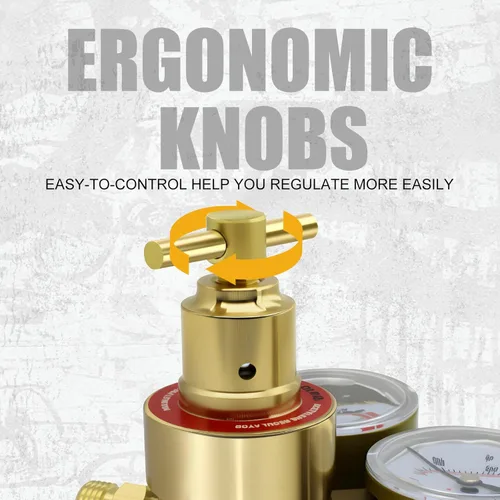 Vista 5 de Conjunto de reguladores de acetileno de oxígeno, conexión de entrada CGA540 y CGA200 9/16"-18 (tipo "B") Conexión de salida