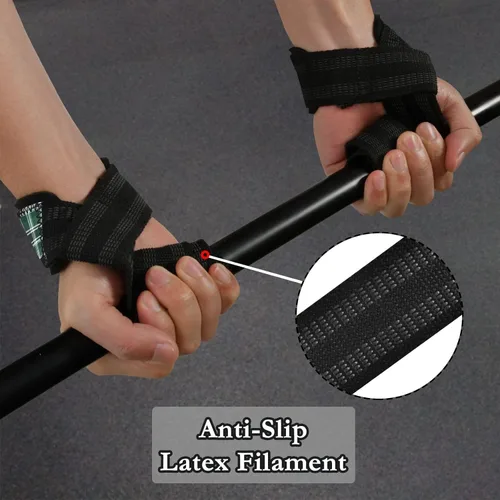 Vista 6 de Green Square Lifting Wrist Straps for Weightlifting, Bodybuilding, Strength Training Padded Neoprene