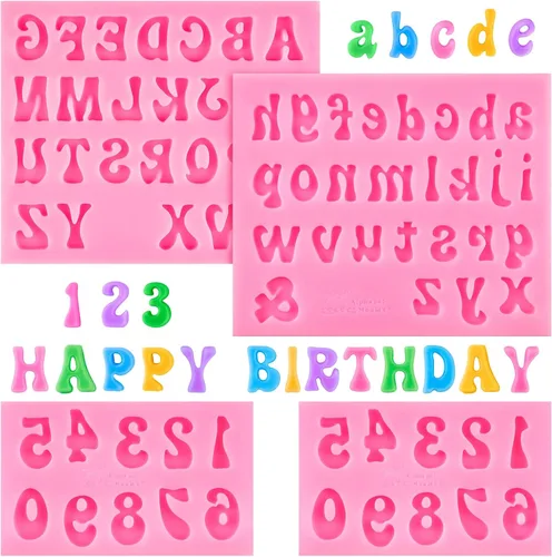 Vista 12 de 3 moldes de silicona para letras, moldes antiadherentes para fondant de números y letras para chocolate, dulces, decoración de pasteles, decoración