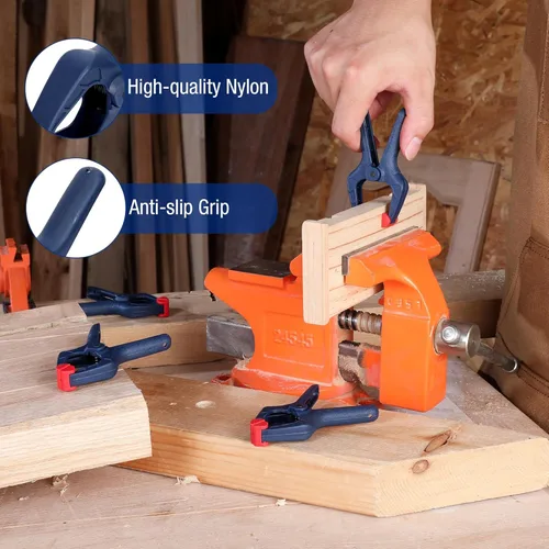 Vista 5 de WORKPRO Juego de abrazaderas de resorte, 16 piezas de abrazadera de resorte de nailon de 3-3/8 pulgadas con almohadillas de mandíbula ajustables