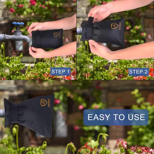 Vista 7 de Hedoc Pro Cubiertas de Grifo para Exteriores para Protección contra Congelación en Invierno, Juego de 2 Calcetines de Aislamiento de Grifo