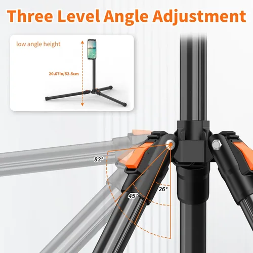 Vista 10 de XXZU Trípode de pie de 72 pulgadas para tablet, soporte para tablet con cabeza de bola de 360°, soporte de piso ajustable en altura con funda